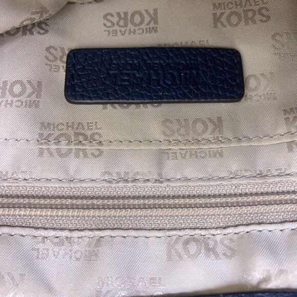 Michael Kors Navy Blue Pebbled Leather Studded Backpack Purse - Picture 7 of 9